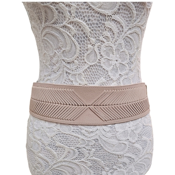 NWT B-Low The Belt Genuine Leather Kai Wrap Belt In Nude Beige OS Neutral Woven - Picture 4 of 9